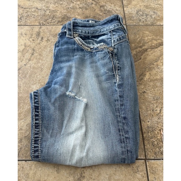 Miss Me Denim - MISS ME Denim Women's Rhinestones Embellished Standard Crop Jeans 29 Fit 30X24